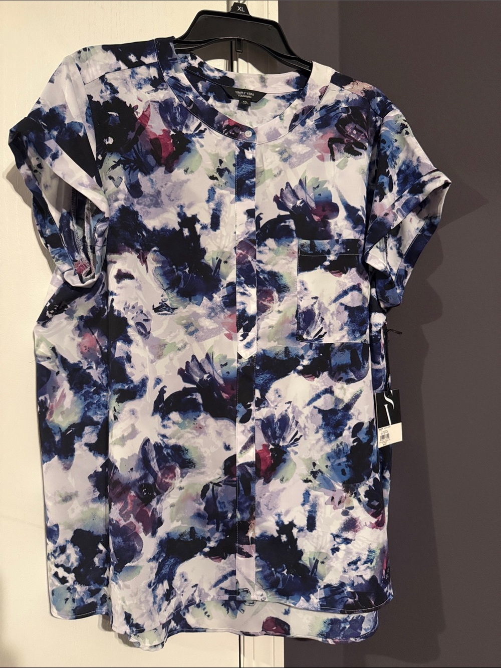 Simply Vera - Abstract Floral Short Sleeve Shirt in Multi-Color